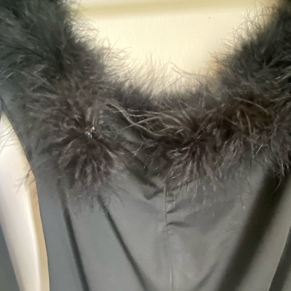 Off the Shoulder Body Suit with Feather Trim - Picture 3 of 3